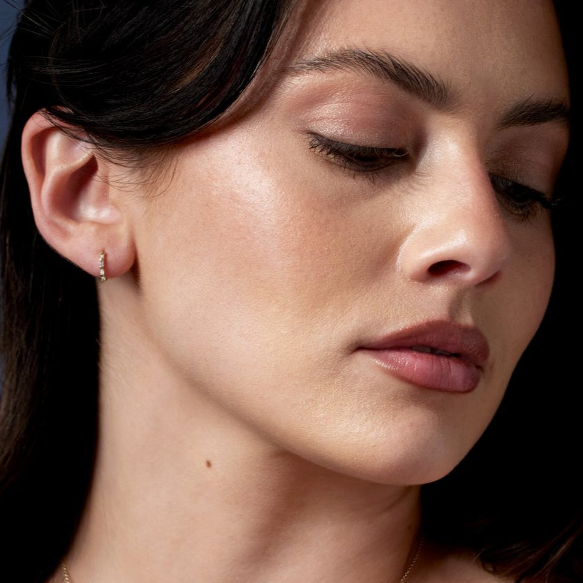 Diamond Baguette Huggie Earrings