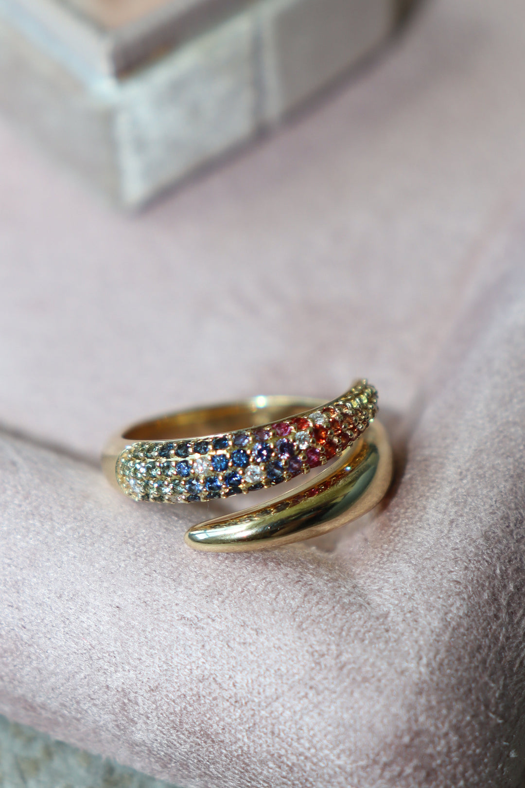 "Over The Rainbow" Sapphire Wrap Ring in 18K Yellow Gold