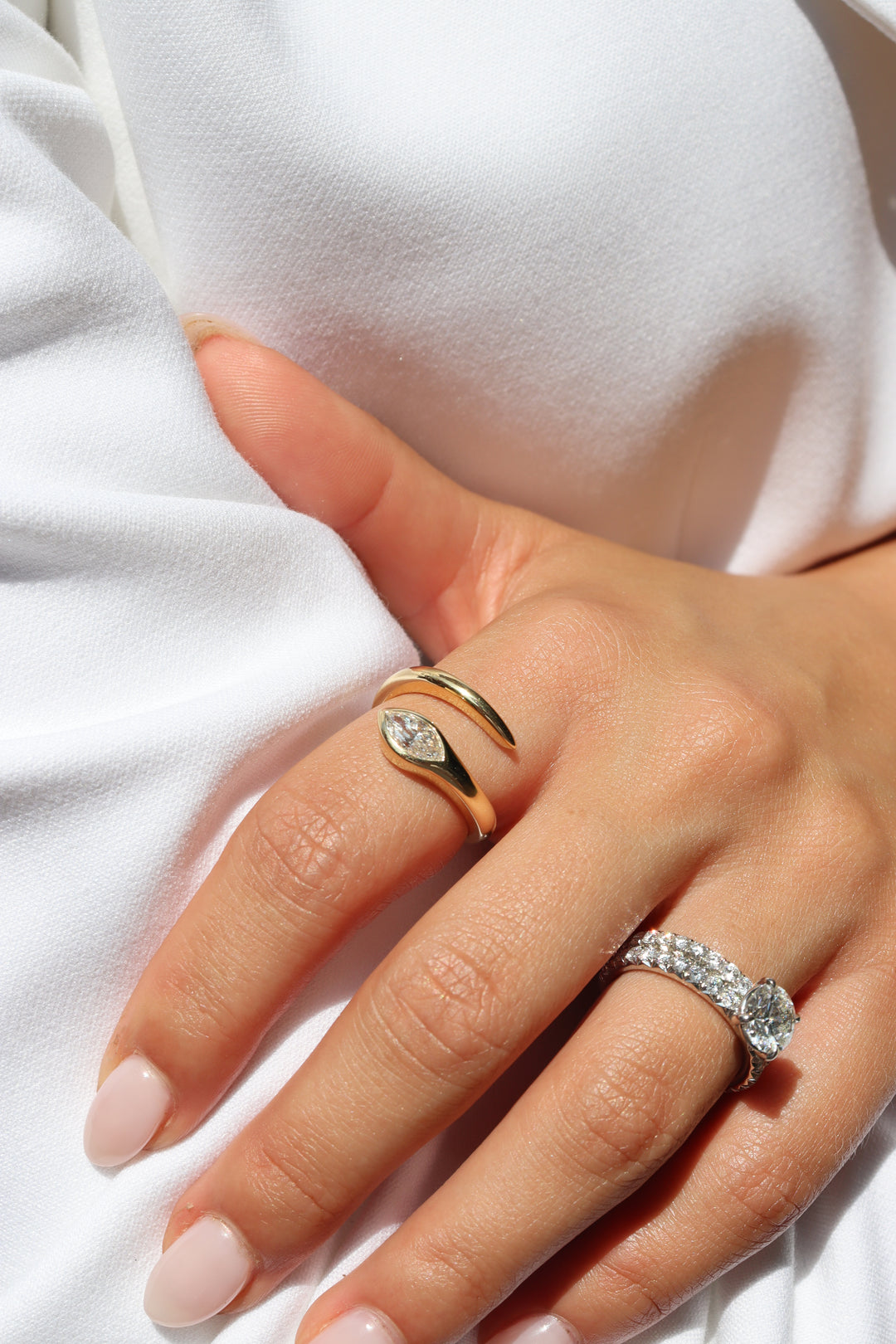 0.70ctw Marquise Natural Diamond Snake Ring in 18K Yellow Gold