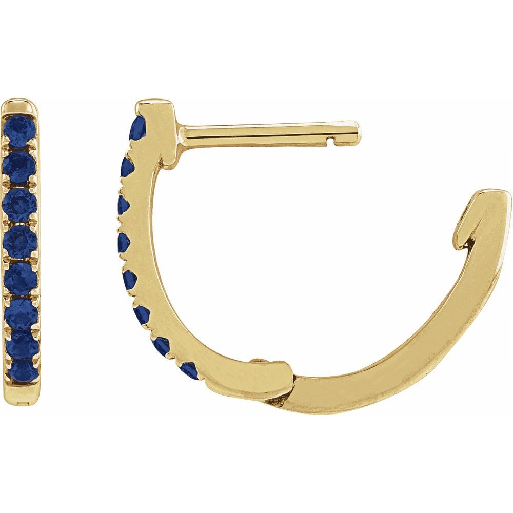Blue Sapphire Huggie Earrings in 14K Gold