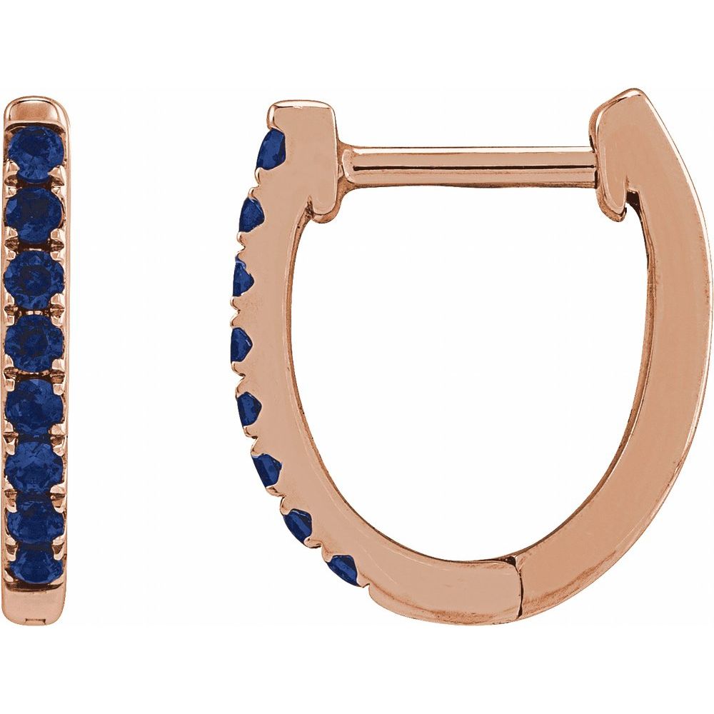 Blue Sapphire Huggie Earrings in 14K Gold
