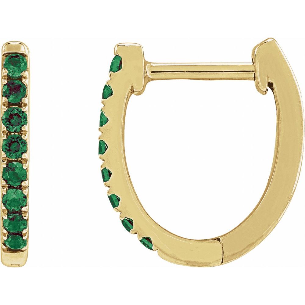 Emerald Huggie Earrings in 14K Gold