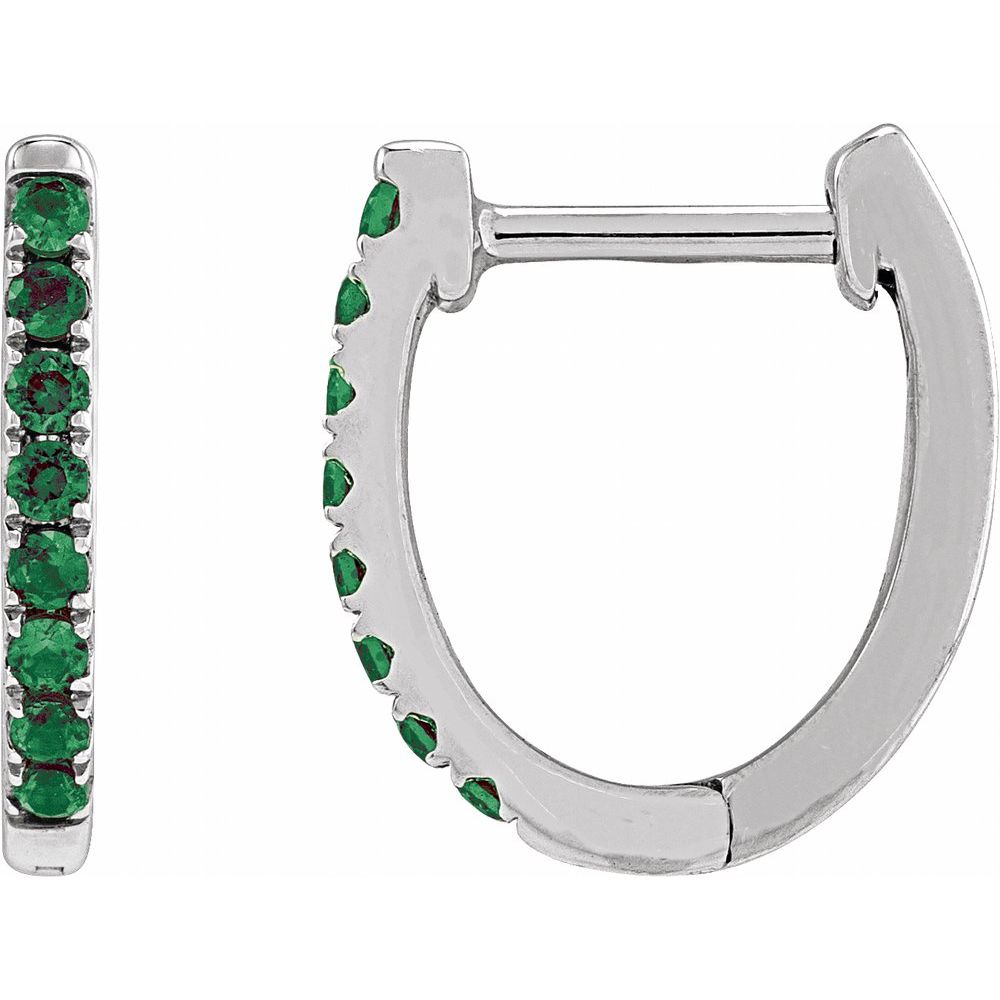 Emerald Huggie Earrings in 14K Gold