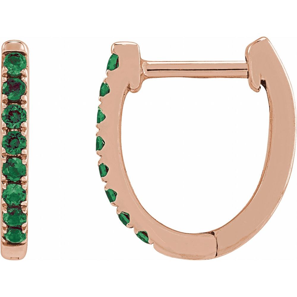 Emerald Huggie Earrings in 14K Gold