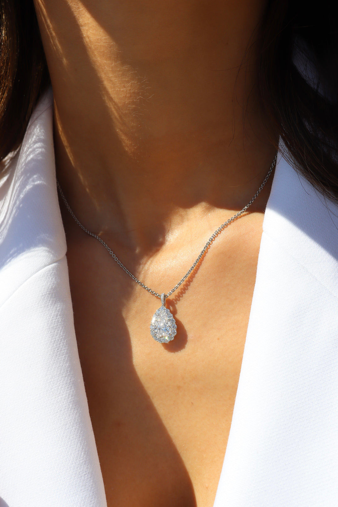 1.85ct Pear Shape Natural Diamond Necklace in Platinum