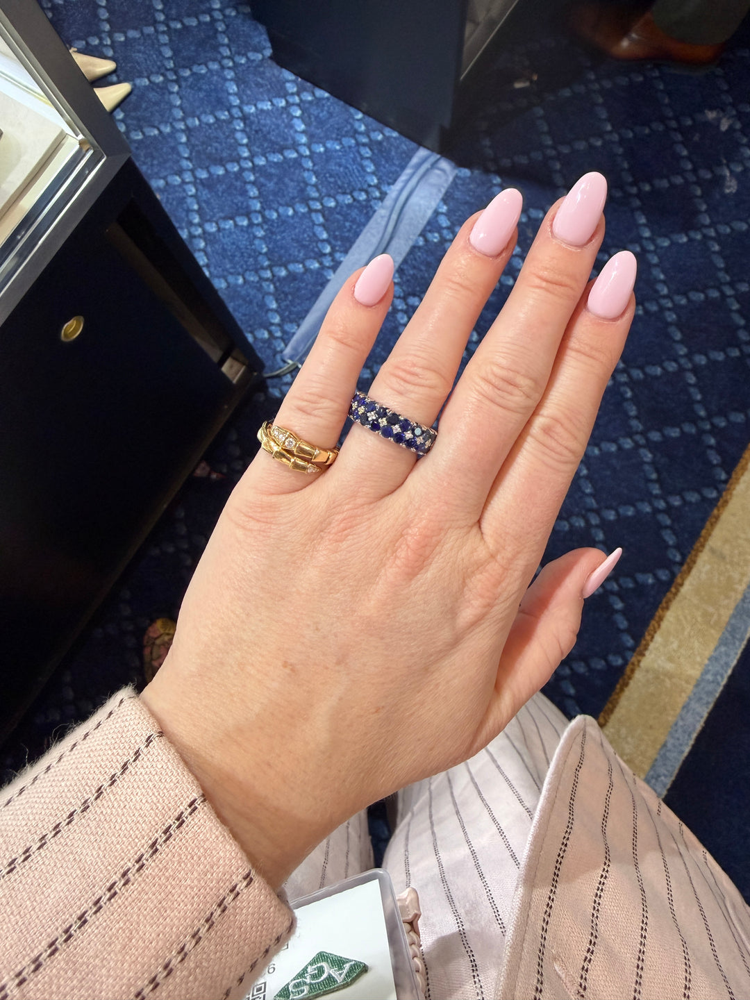 Stretchable Peek-A-Boo Sapphire & Diamond Eternity Band in Platinum