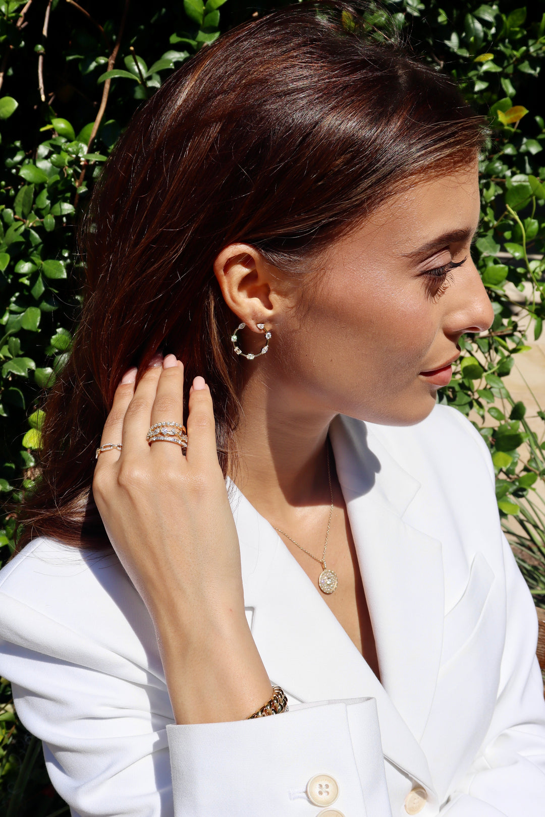 Mixed Shape Diamond Hoops in 18K Gold