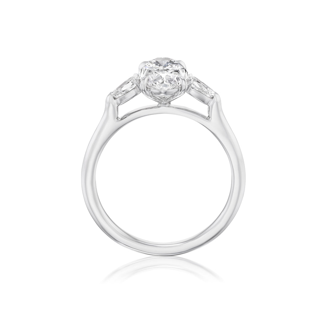 1.51ct Oval Diamond Three Stone Engagement Ring in 18K White Gold