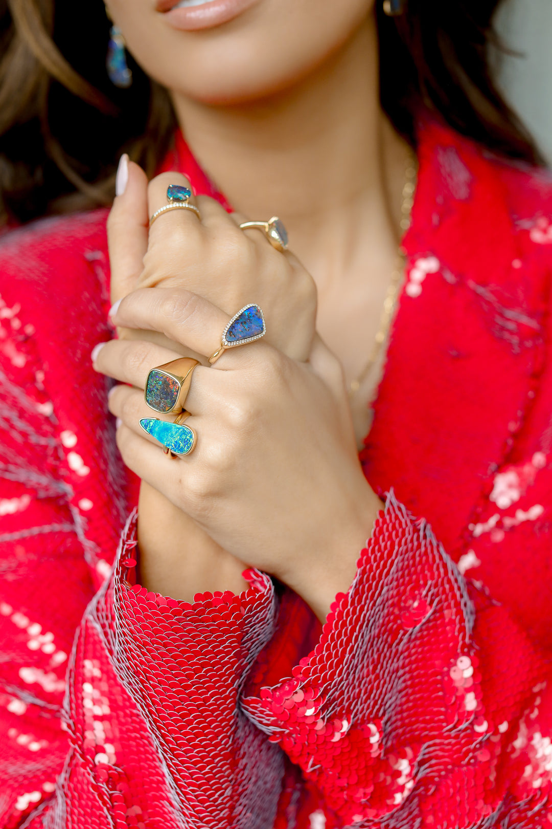 5.57ct Freeform Australian Boulder Opal Ring in 14K Yellow Gold