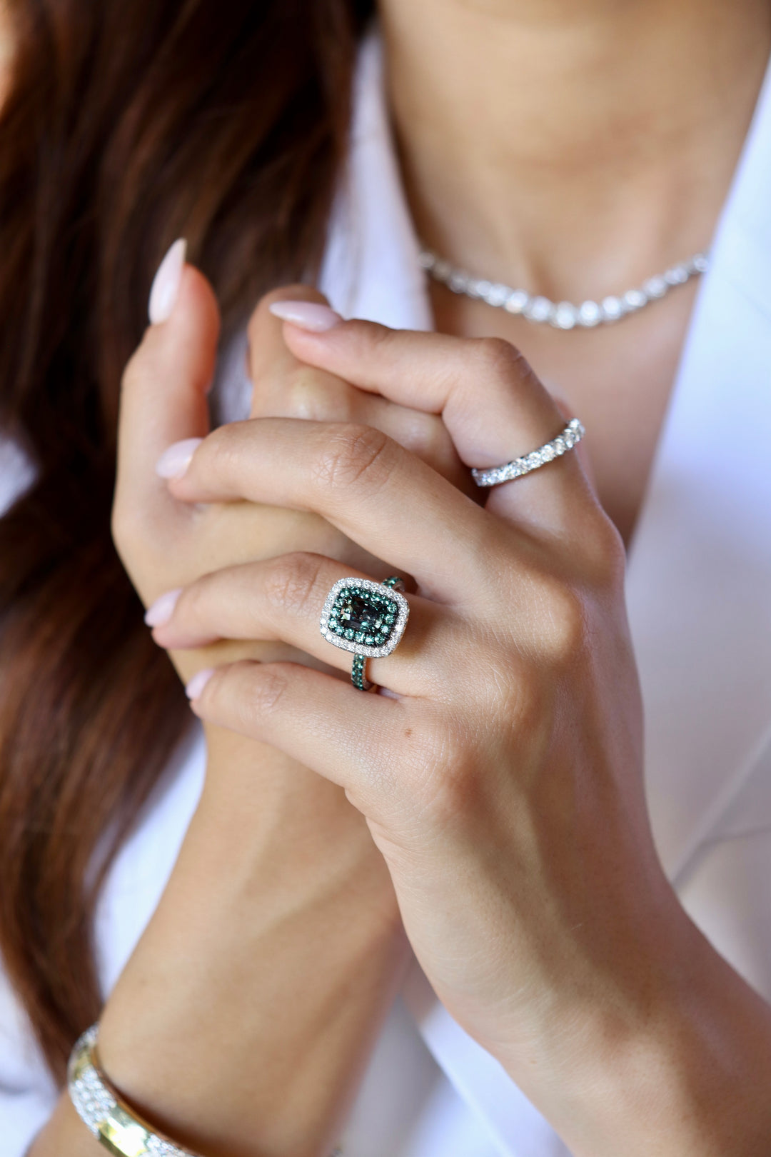 1.58ct Cushion Natural Alexandrite & Diamond Ring in Platinum