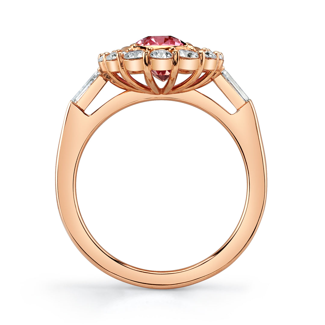 Oval Padparadscha Sapphire & Diamond Ring