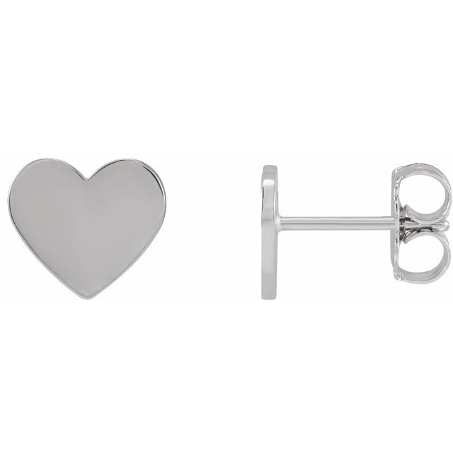 Heart Disc Stud Earrings