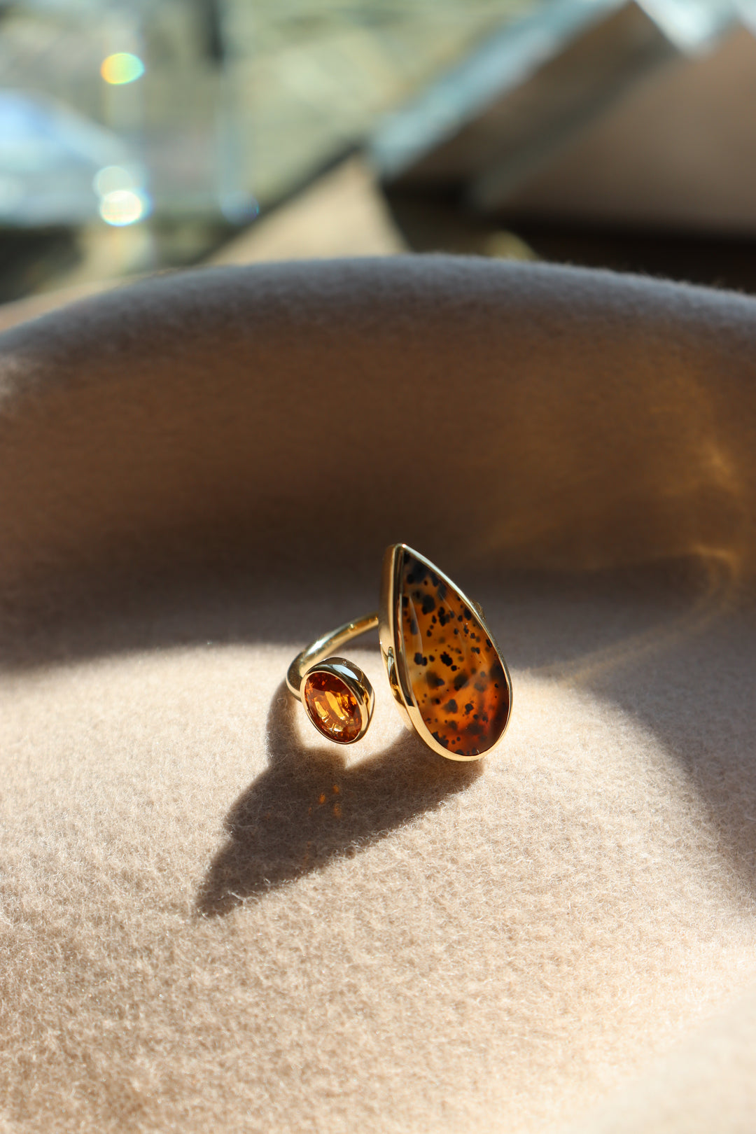 14K Yellow Gold Montana Agate & Montana Sapphire Ring