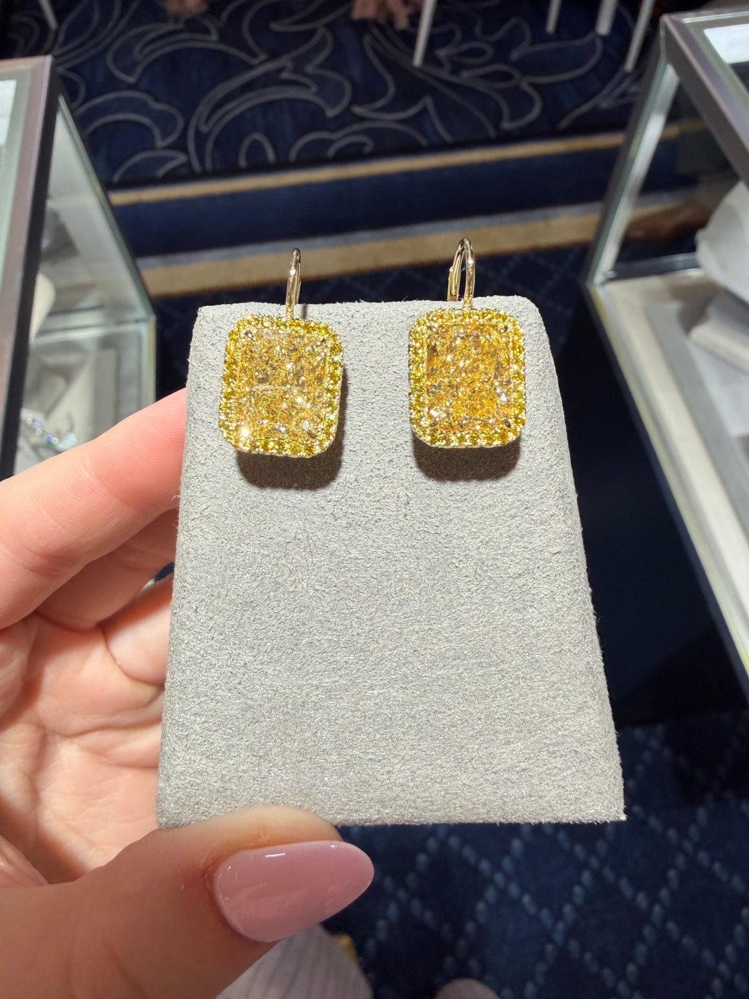 10.05ctw Radiant Fancy Light Yellow Diamond Drop Earrings