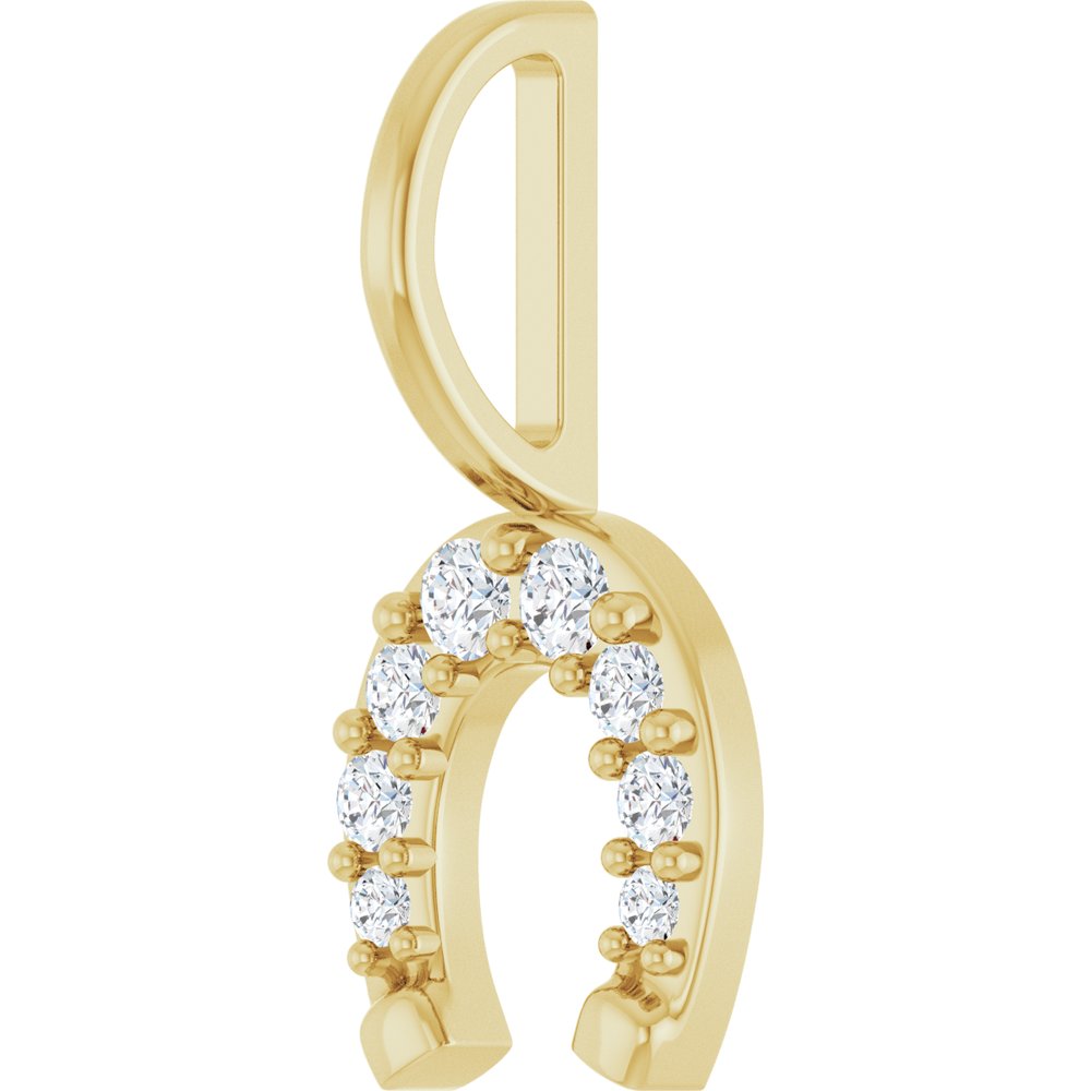 14K Gold Horseshoe Diamond Charm