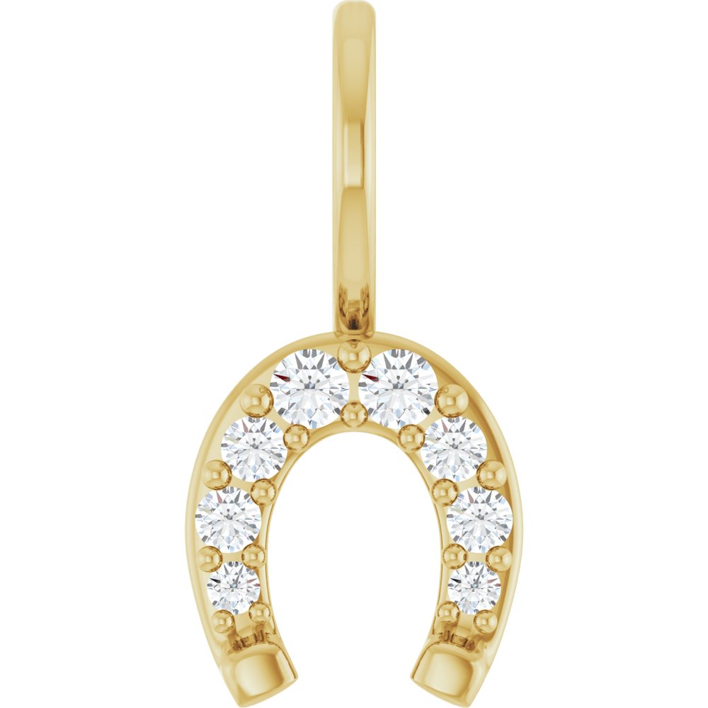 14K Gold Horseshoe Diamond Charm