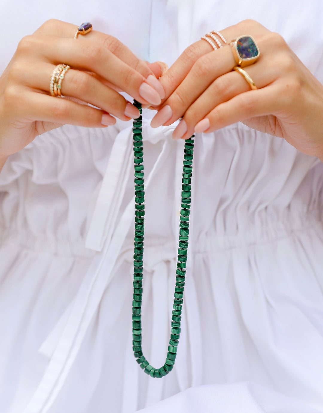 6mm Malachite Heishi Beaded Necklace