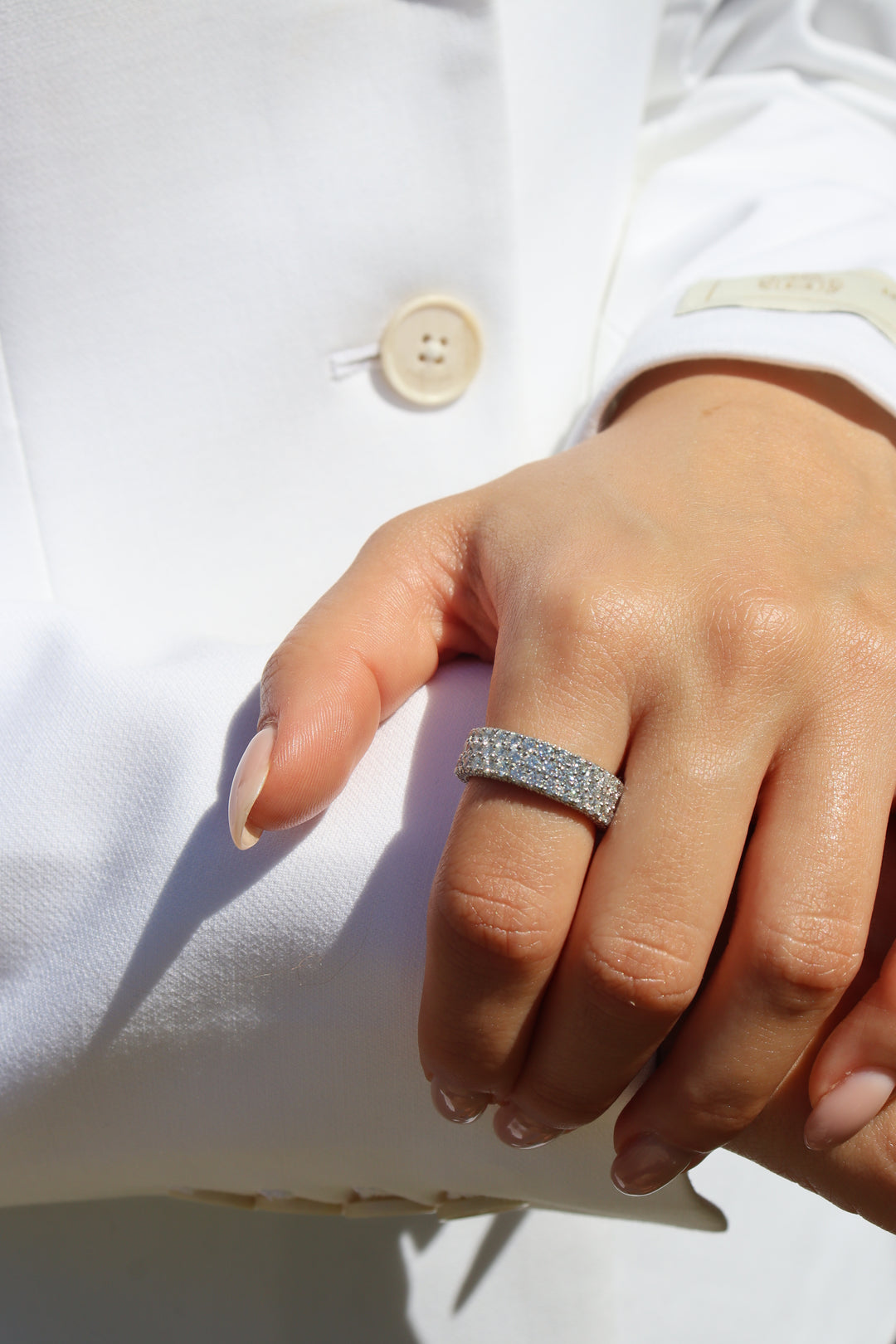 Stretchable Top & Side Diamond Eternity Band in 18K Yellow Gold