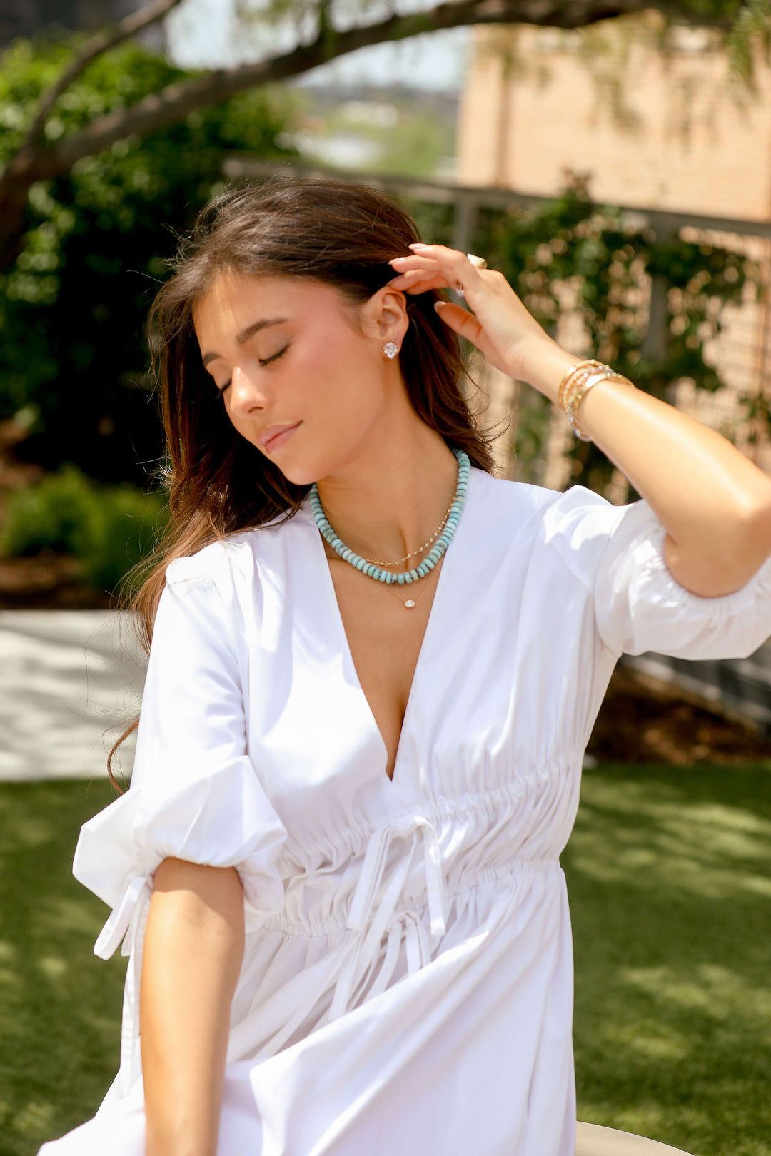 8mm Larimar Roundel Beaded Necklace
