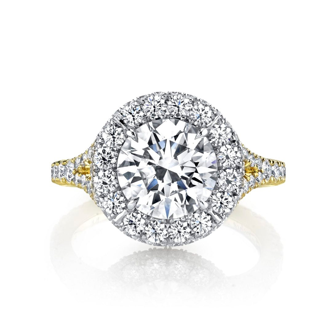 Two-Tone Bold Halo Diamond Ring