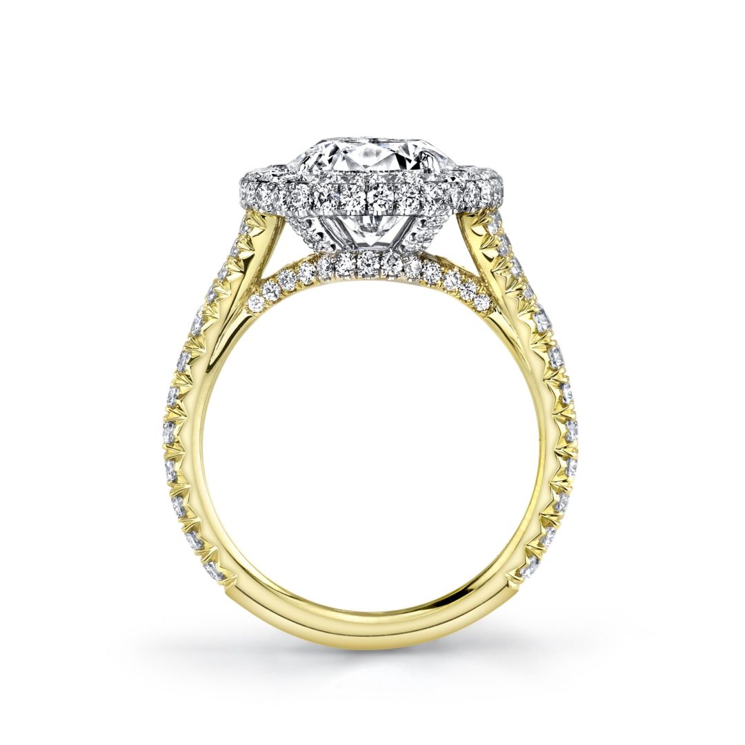 Two-Tone Bold Halo Diamond Ring