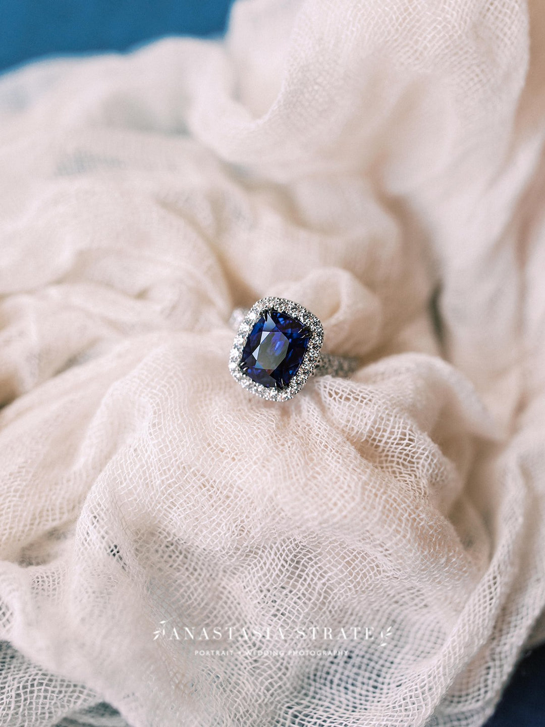 Cushion Sapphire & Diamond Ring