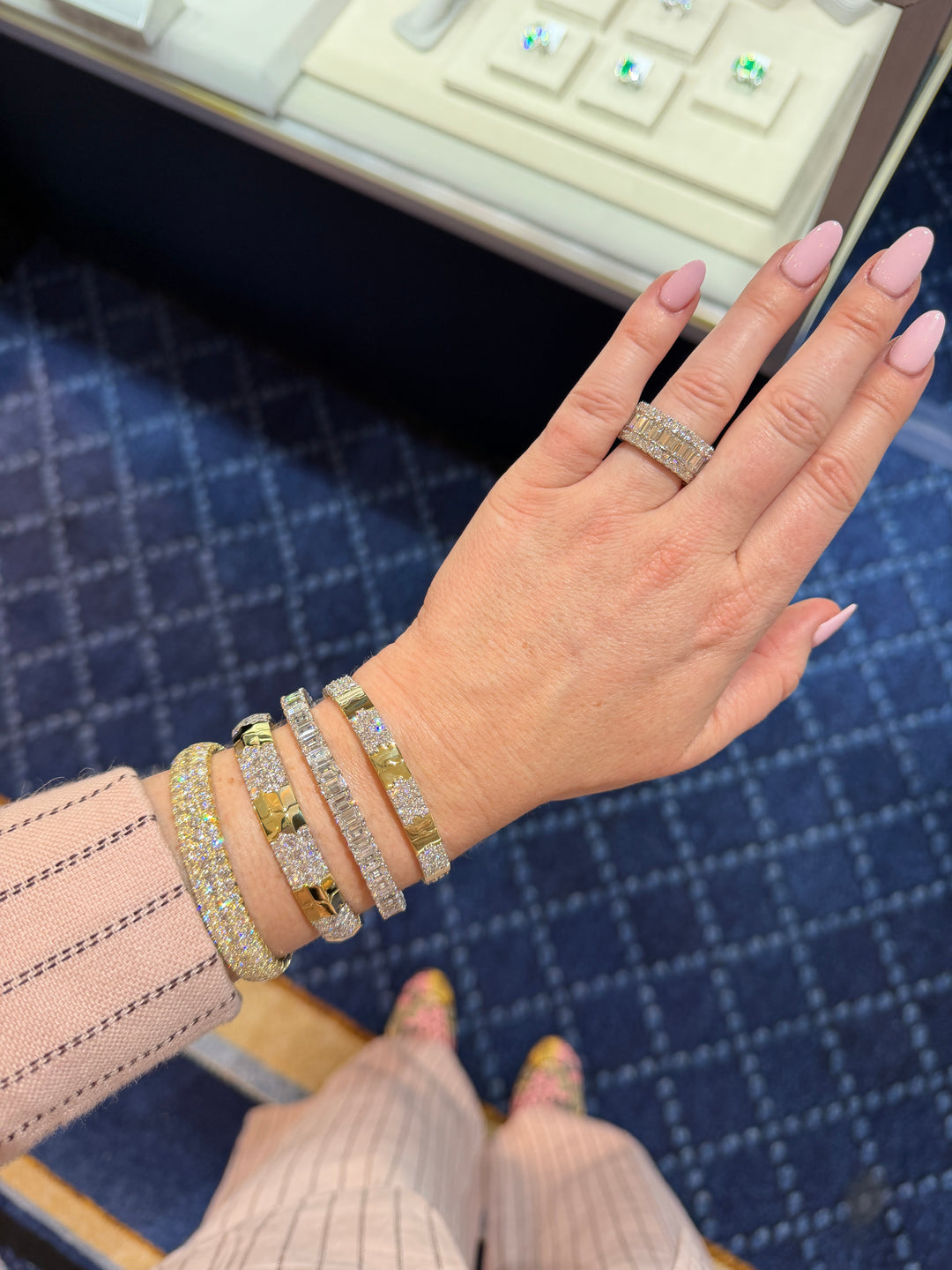 Baguette & Pave Art-Deco Natural Diamond Stretch Eternity Band