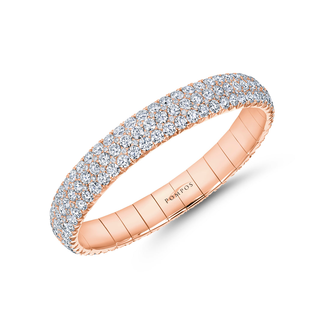 Domed 'Peek-A-Boo" Natural Diamond Stretch Bracelet