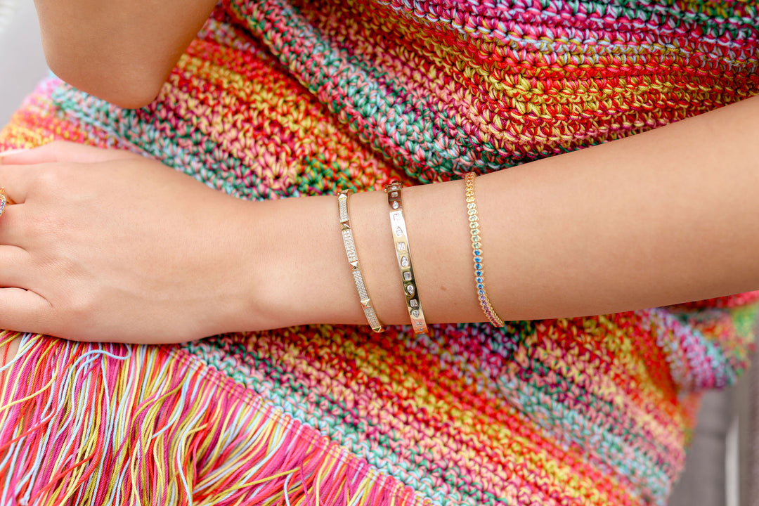 3.35ctw 'Over the Rainbow' Hexagon Rainbow Sapphire Tennis Bracelet