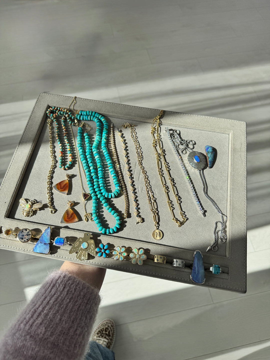 8mm Turquoise Roundel Beaded Necklace