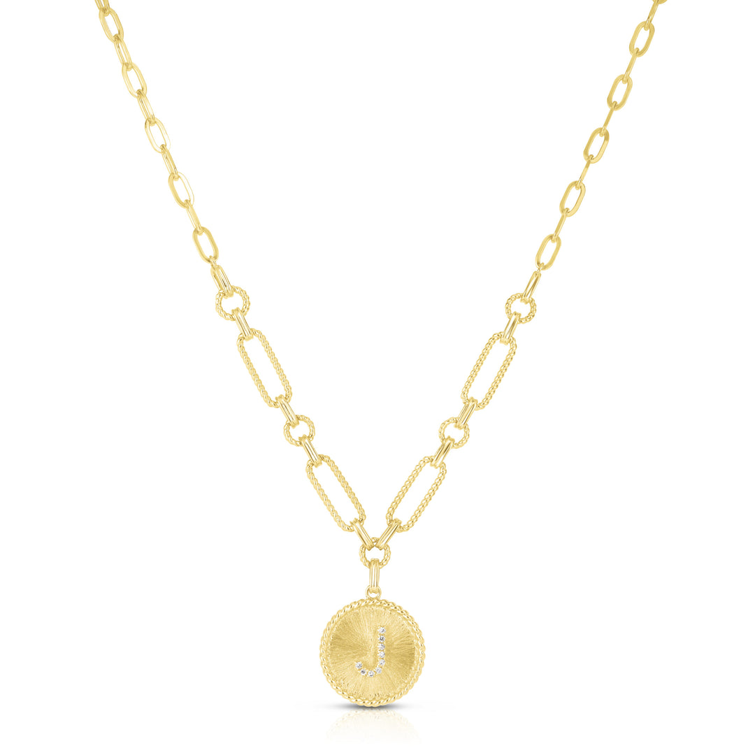 Gold & Diamond Medallion Initial Necklace