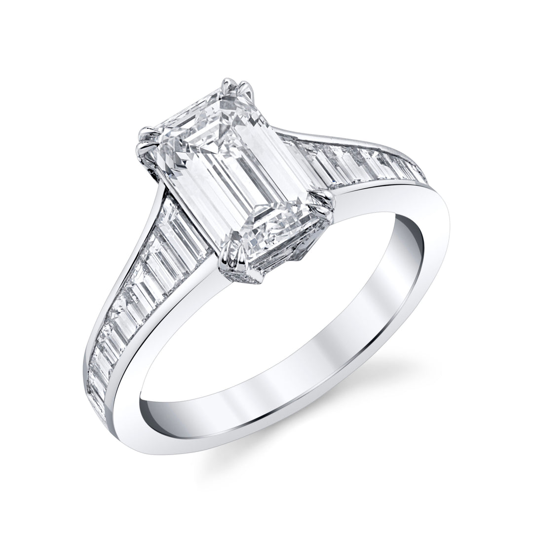 Emerald Cut Diamond & Baguette Diamond Ring