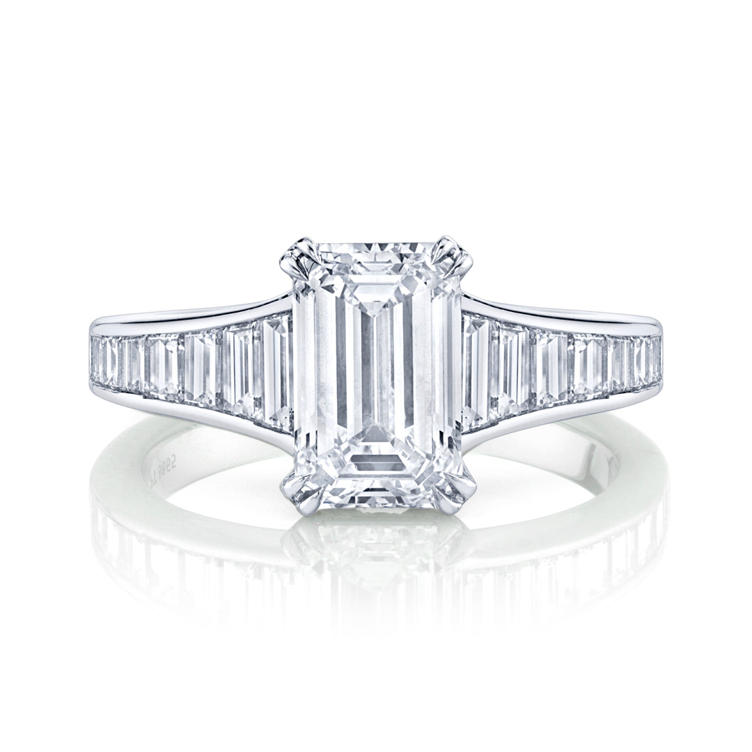 Emerald Cut Diamond & Baguette Diamond Ring