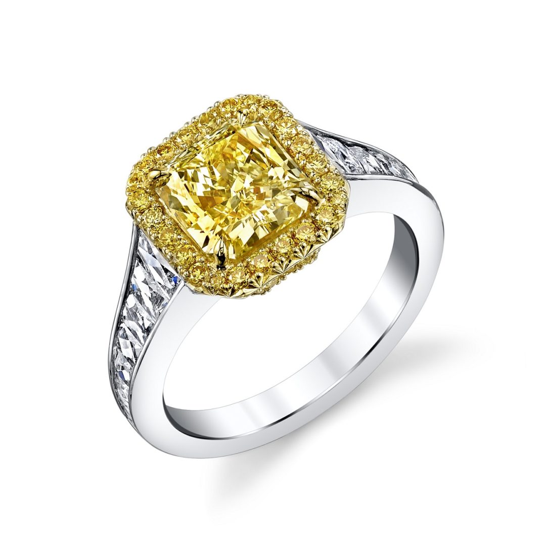 Fancy Yellow Diamond & French Cut Ring