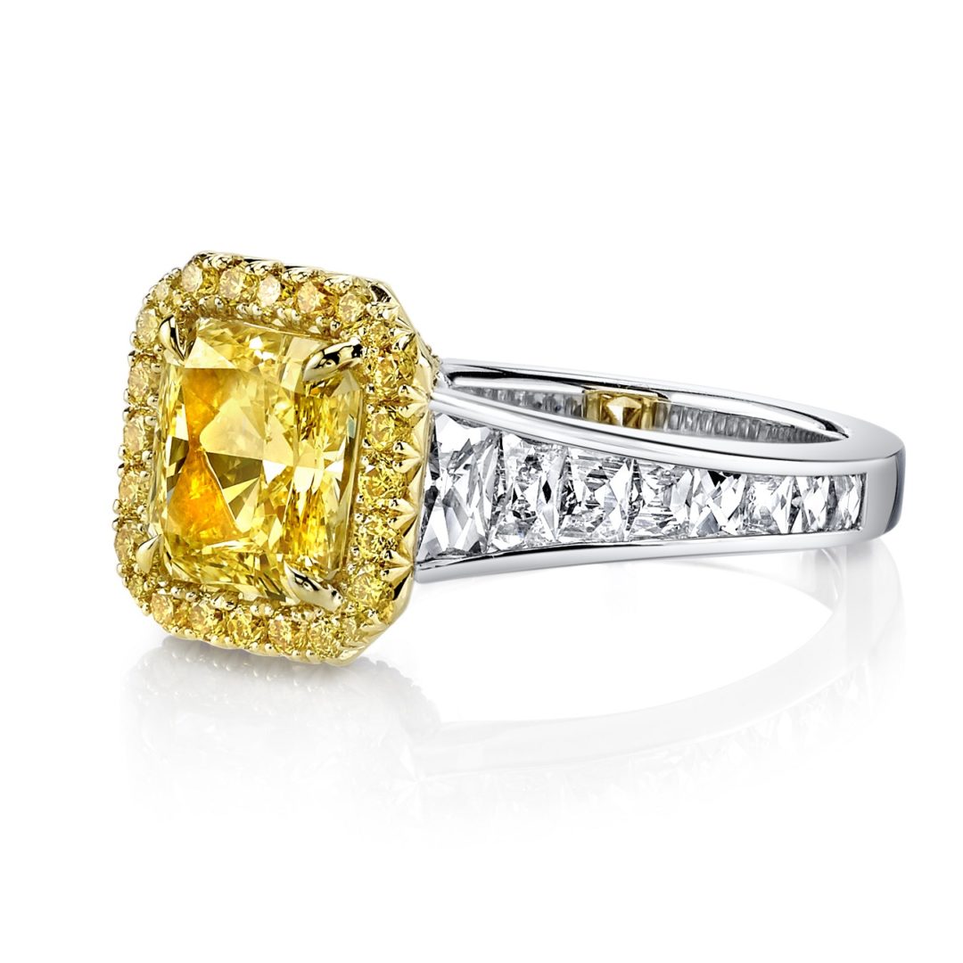 Fancy Yellow Diamond & French Cut Ring