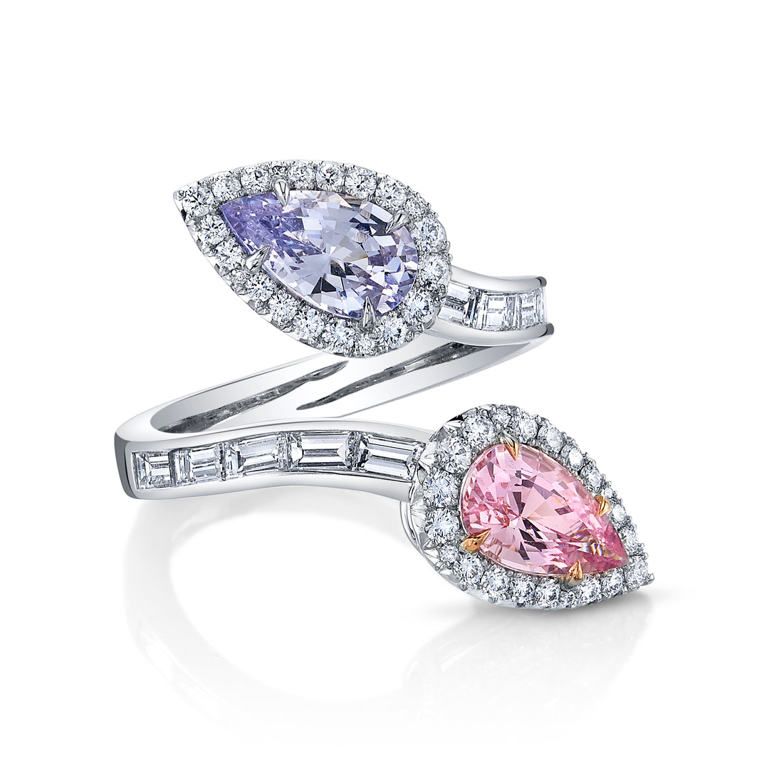 Award Winning 2.49ctw Pink & Lavender Spinel & Diamond Bypass Ring