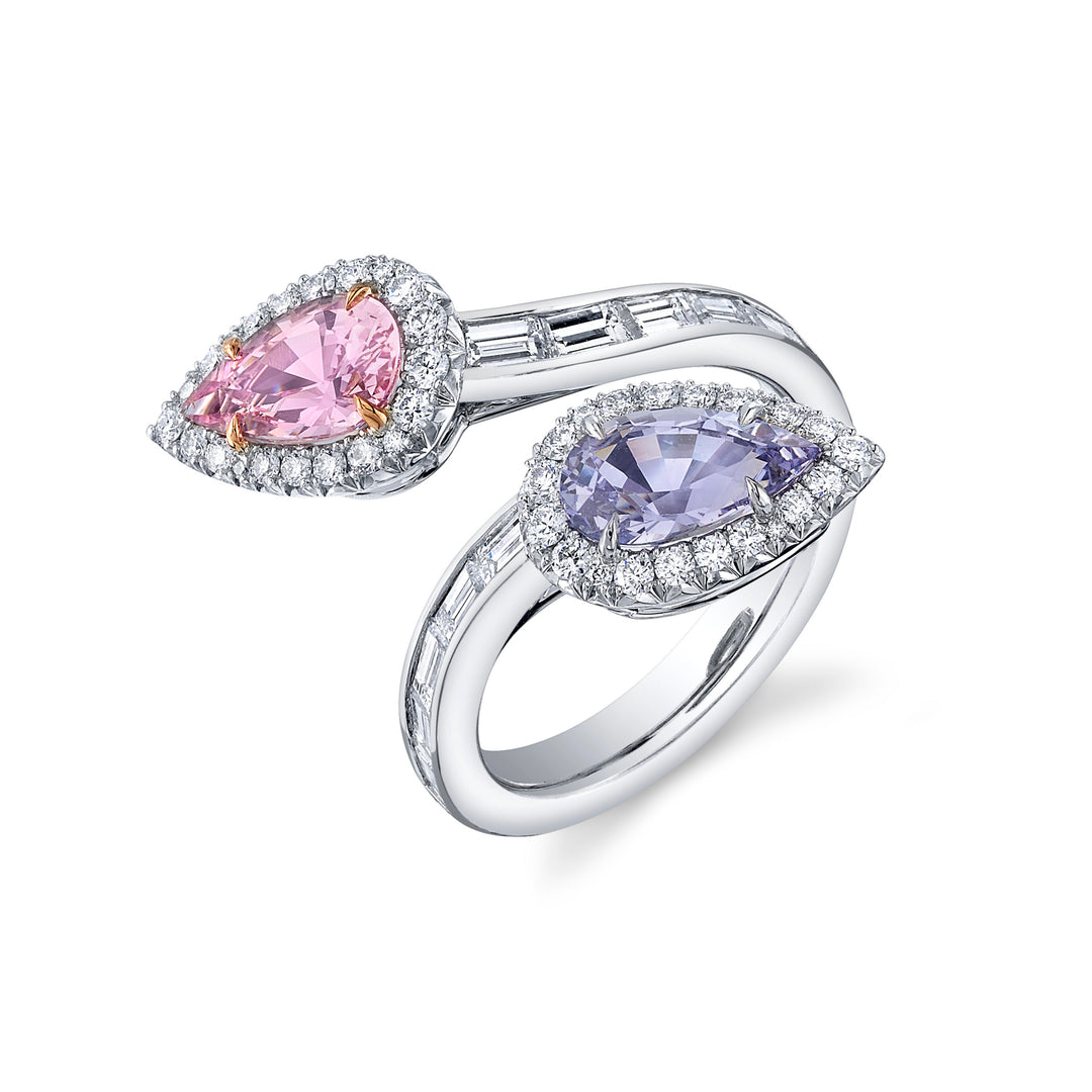 Award Winning 2.49ctw Pink & Lavender Spinel & Diamond Bypass Ring