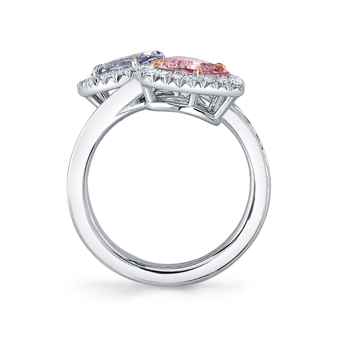 Award Winning 2.49ctw Pink & Lavender Spinel & Diamond Bypass Ring