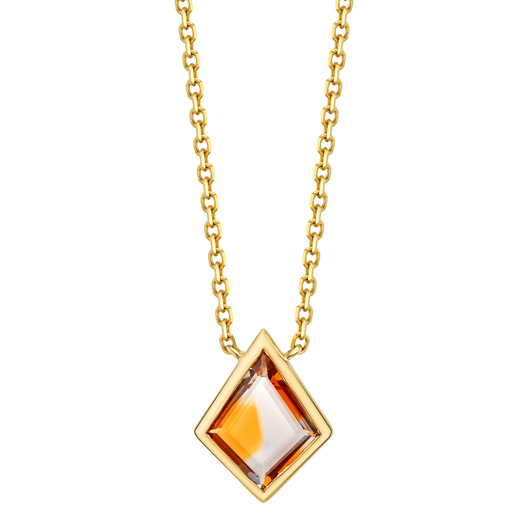 0.56ct Portrait Kit Cut Yellow-Orange Montana Sapphire Bezel Necklace