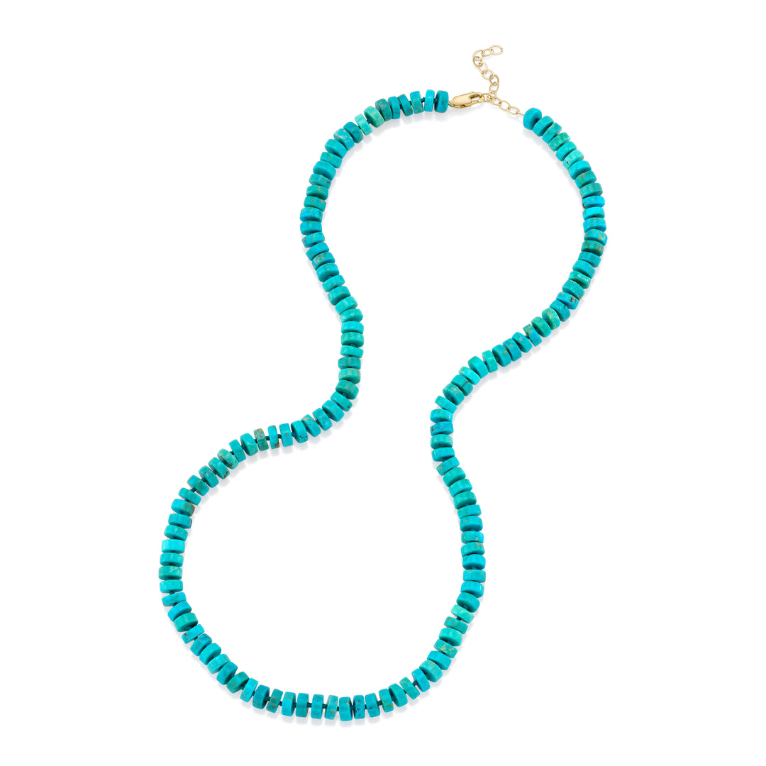 8mm Turquoise Square Roundel Beaded Necklaces