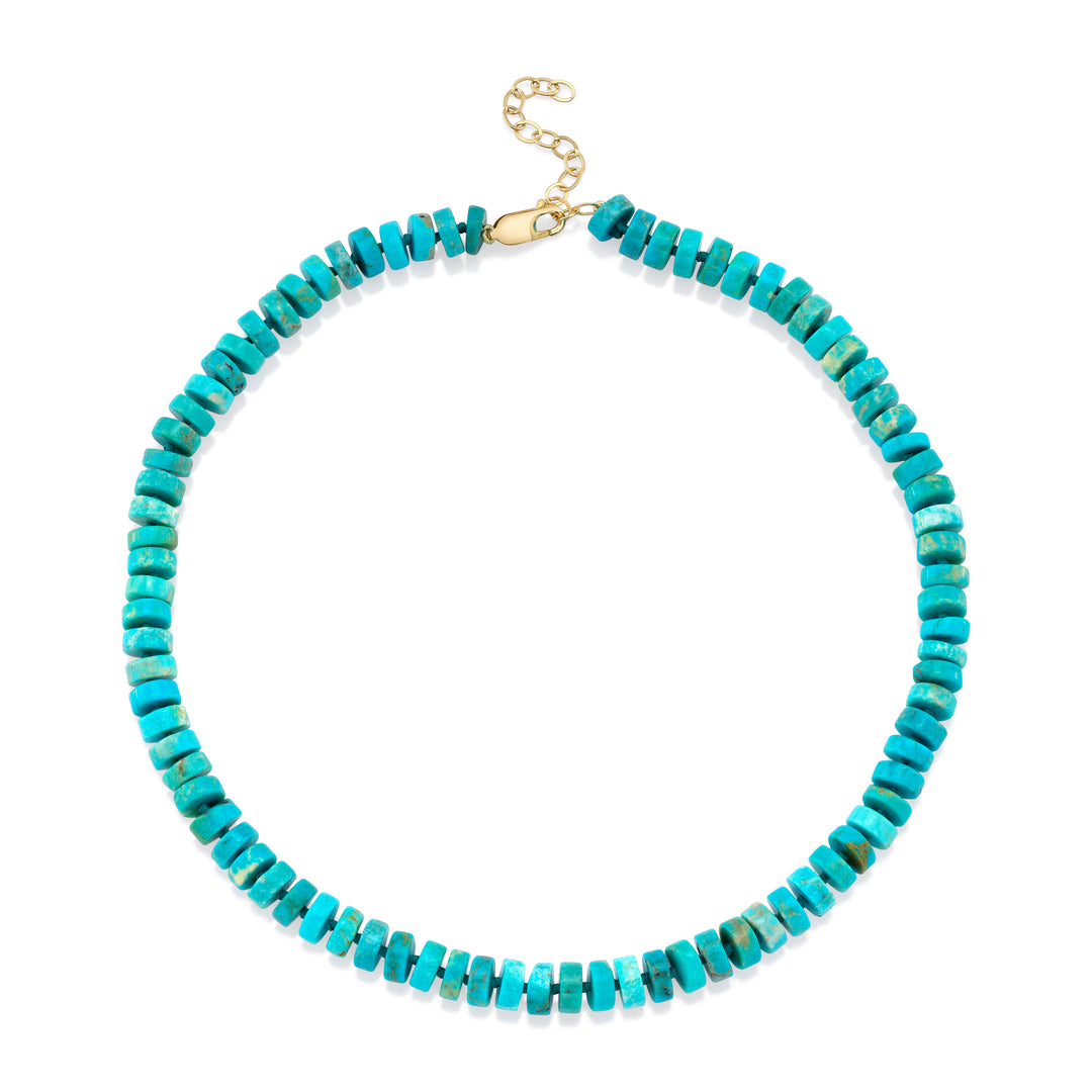 8mm Turquoise Square Roundel Beaded Necklaces