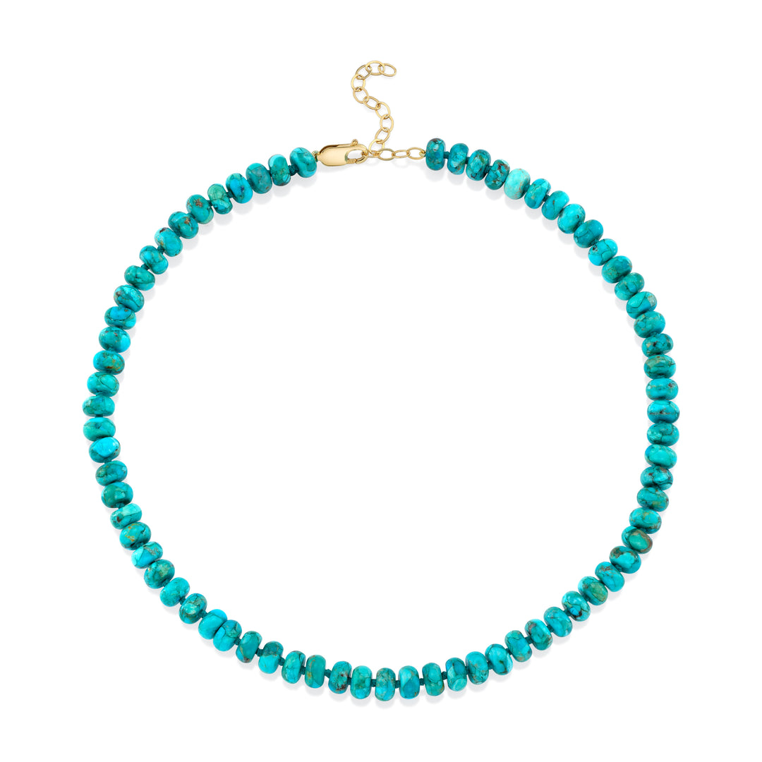 8mm Turquoise Roundel Beaded Necklace
