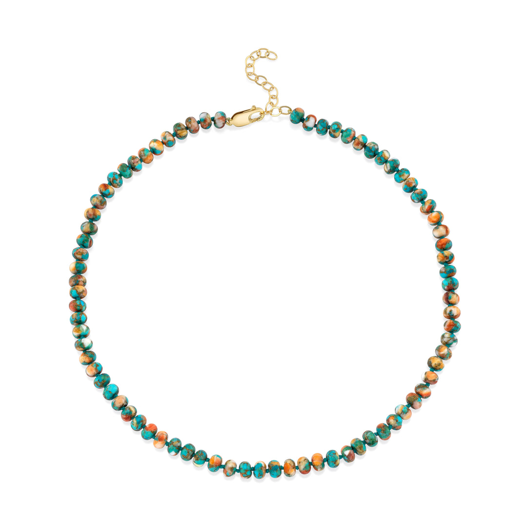 6mm Spiney Oyster & Mohave Copper Turquoise Beaded Necklace