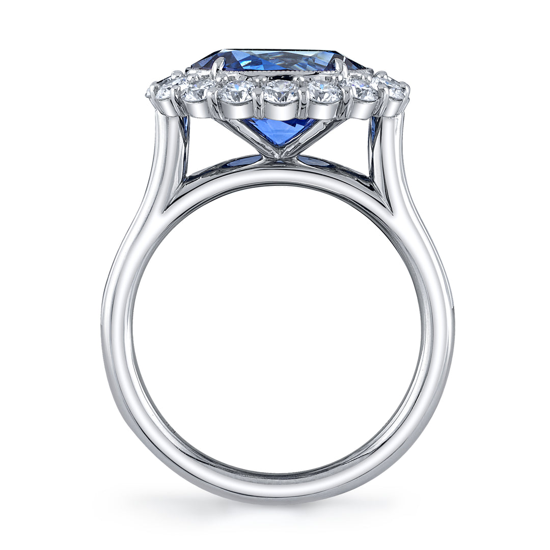 4.04ct Oval Sapphire & Diamond Vintage-Inspired Platinum Ring