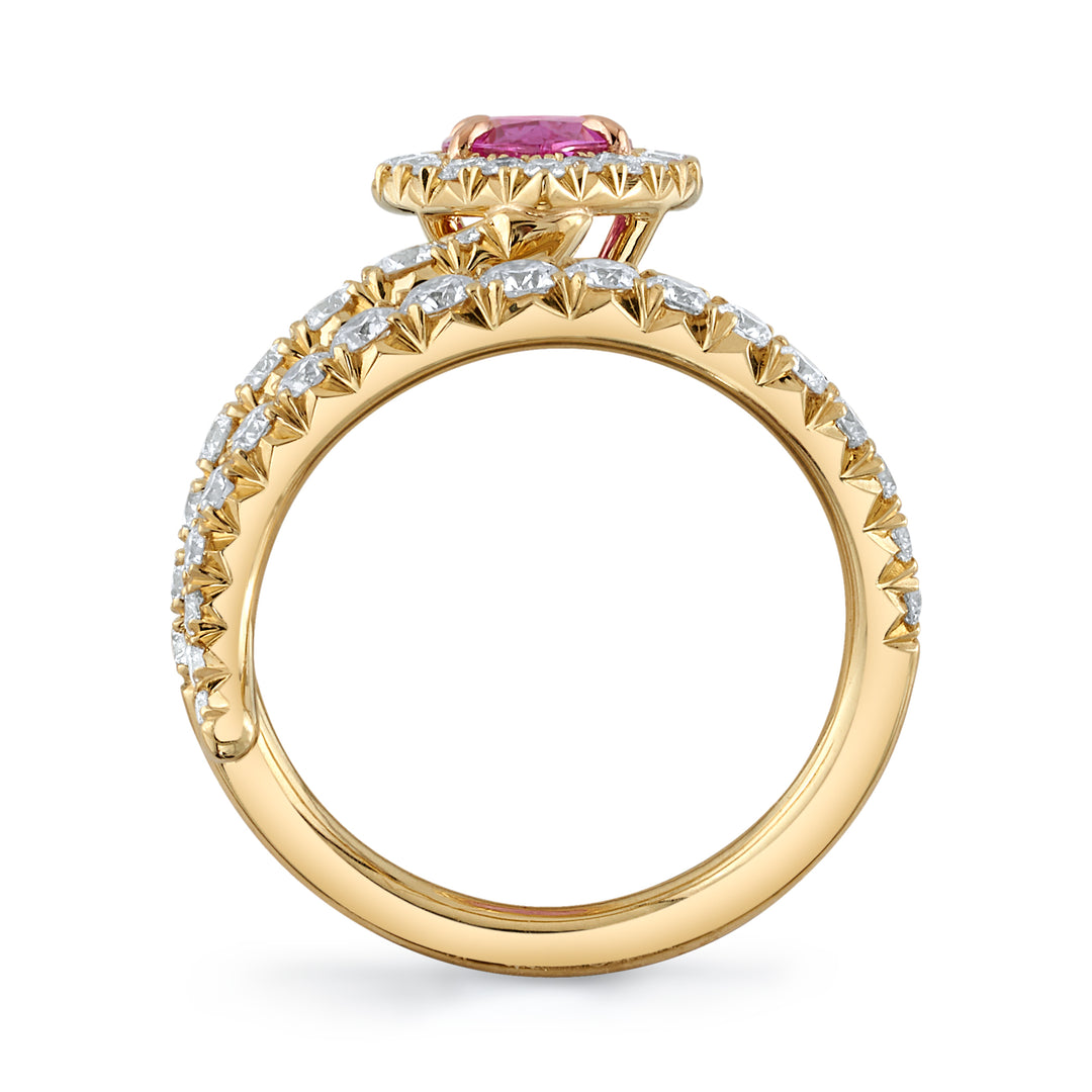 Slithering 1.92ct Marquise Pink Sapphire Snake Ring in 18K Yellow Gold