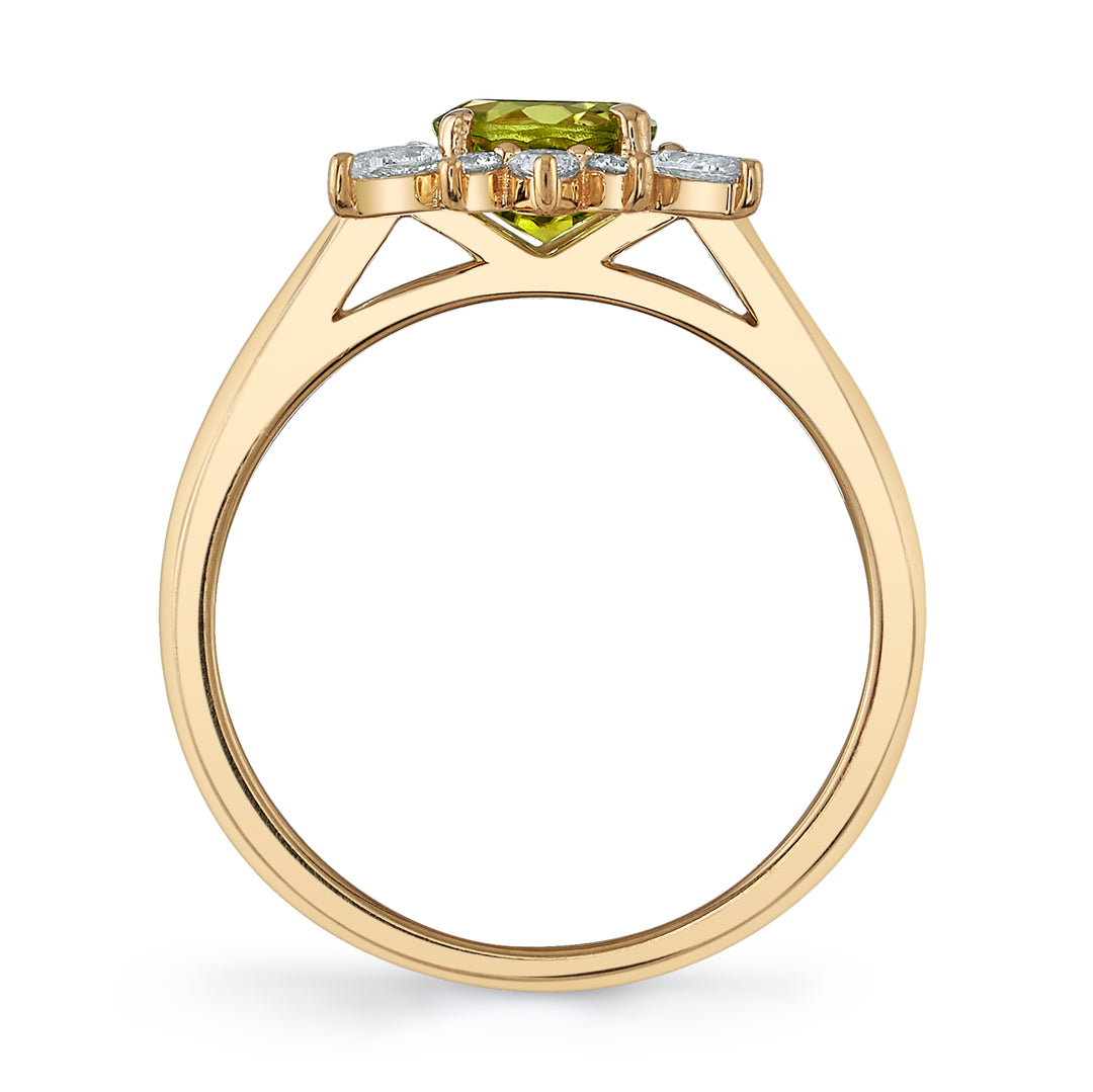 0.98ct Peridot & Diamond Starburst Ring