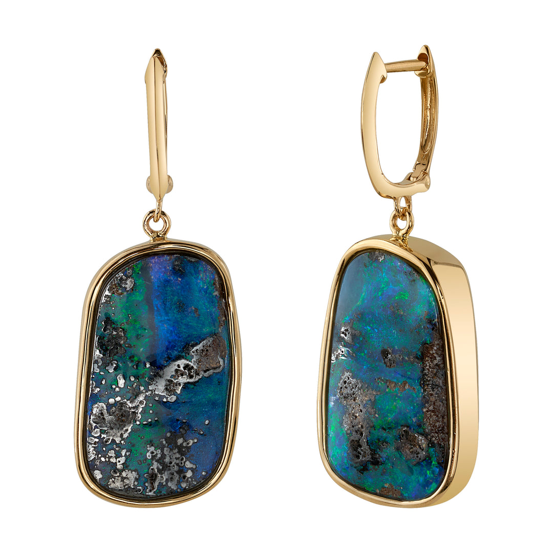 18.09ctw Australian Boulder Opal Dangle Earrings