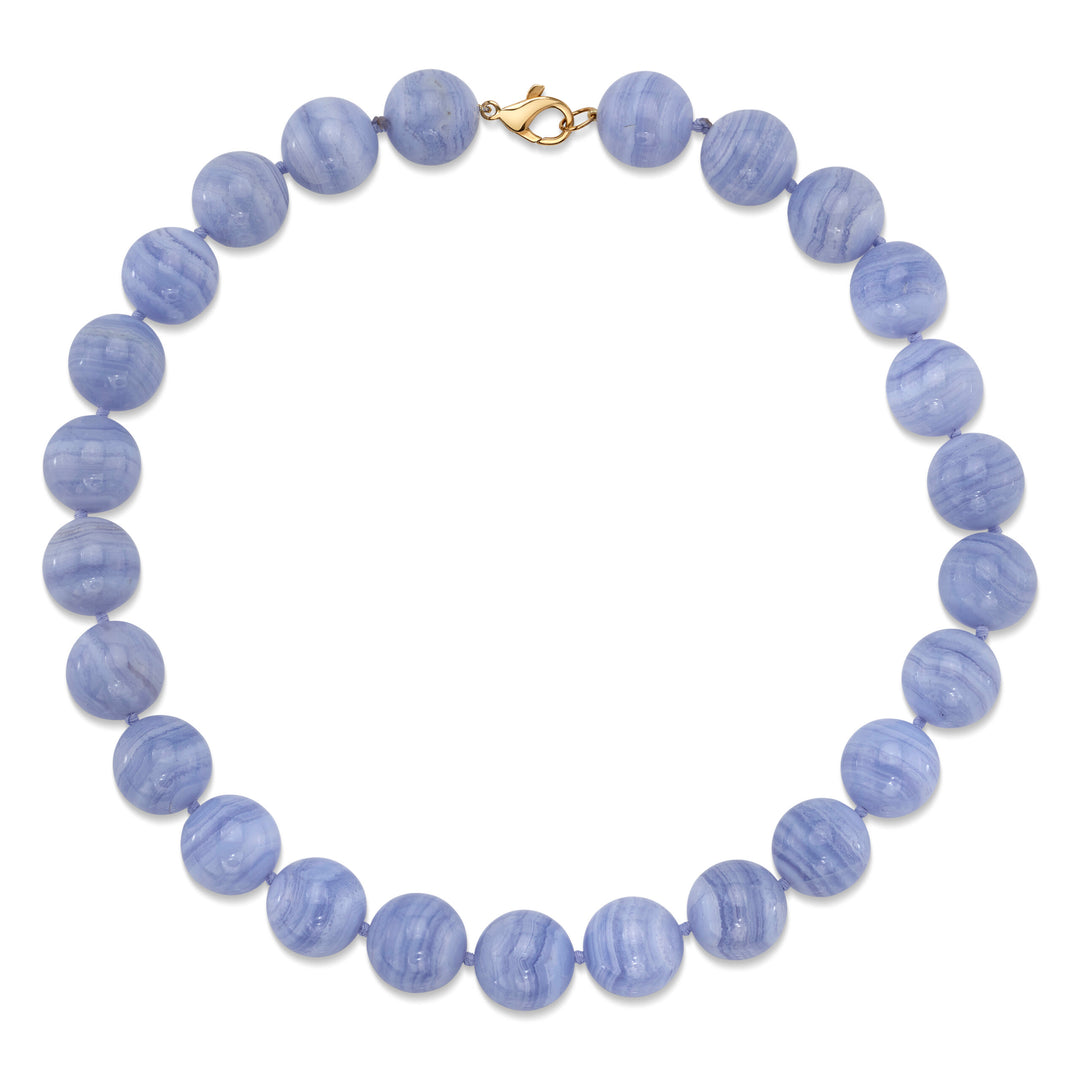 16mm Blue Lace Agate Candy Beaded Necklace