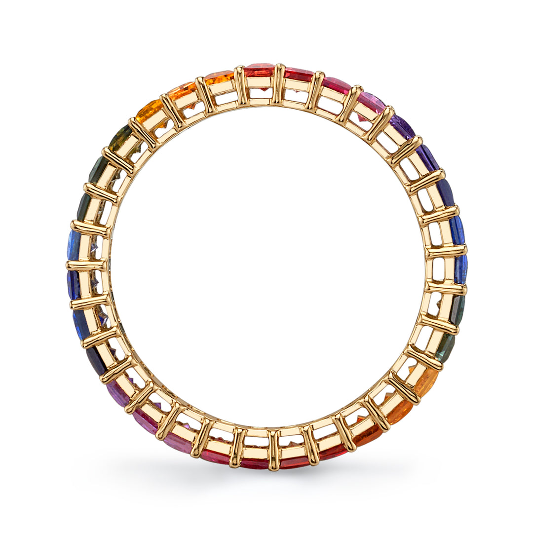 "Over the Rainbow" Baguette Multi-Colored Sapphire Eternity Band