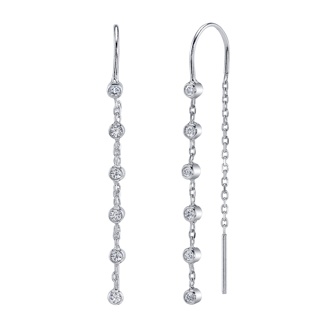 Diamond Bezel Dangle Threaders in 14K White Gold